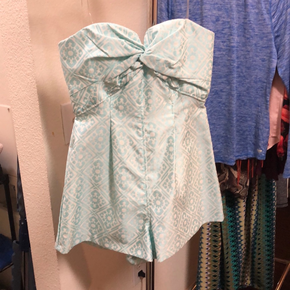 Blue and White Romper
